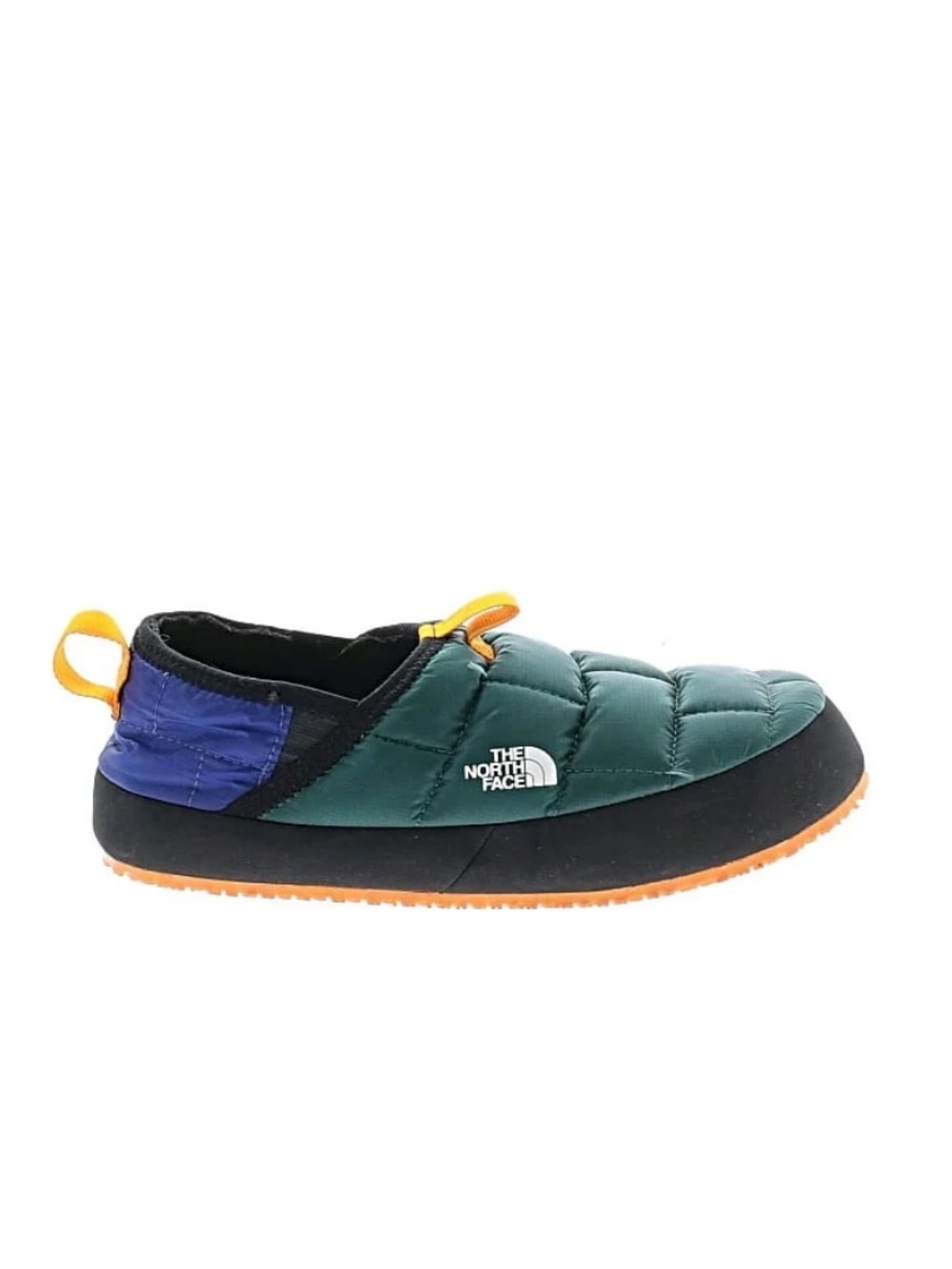 The North Face Kids Green Quilted Slip-On Boot with Blue & Yellow Accents